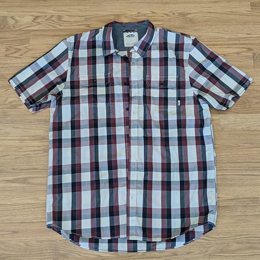 Vans Red and Black Casual Button Down Shirt